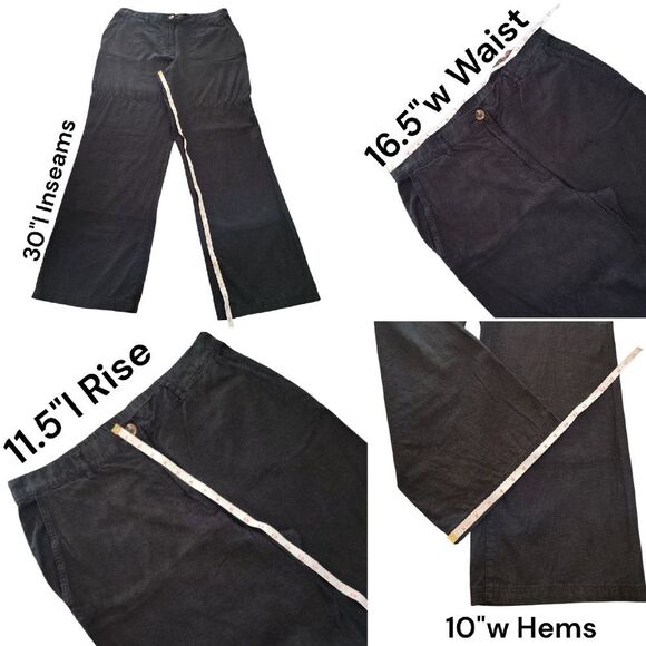 H&M Black High Waist Wide Leg Linen Blend Trouser Pants Plussize 14 - Picture 12 of 13